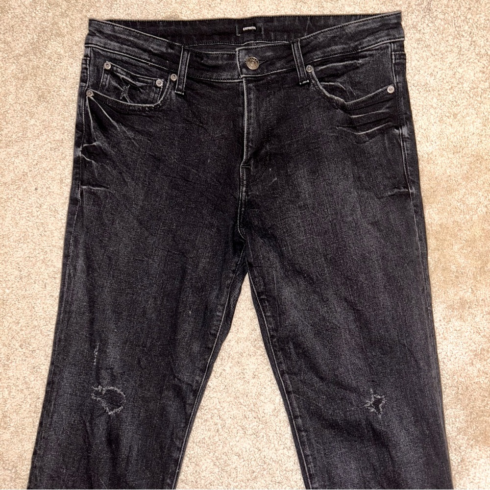 Express Ripped Black Wash Slim Jeans